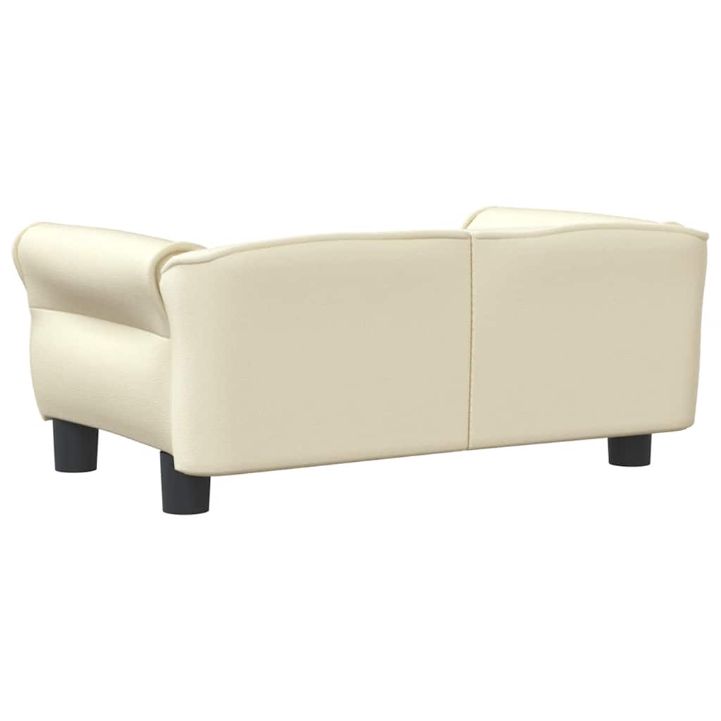 hundeseng 70x45x30 cm kunstlæder cremefarvet