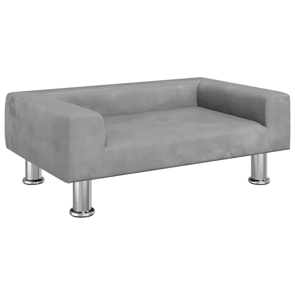 hundeseng 70x45x26,5 cm velour lysegrå