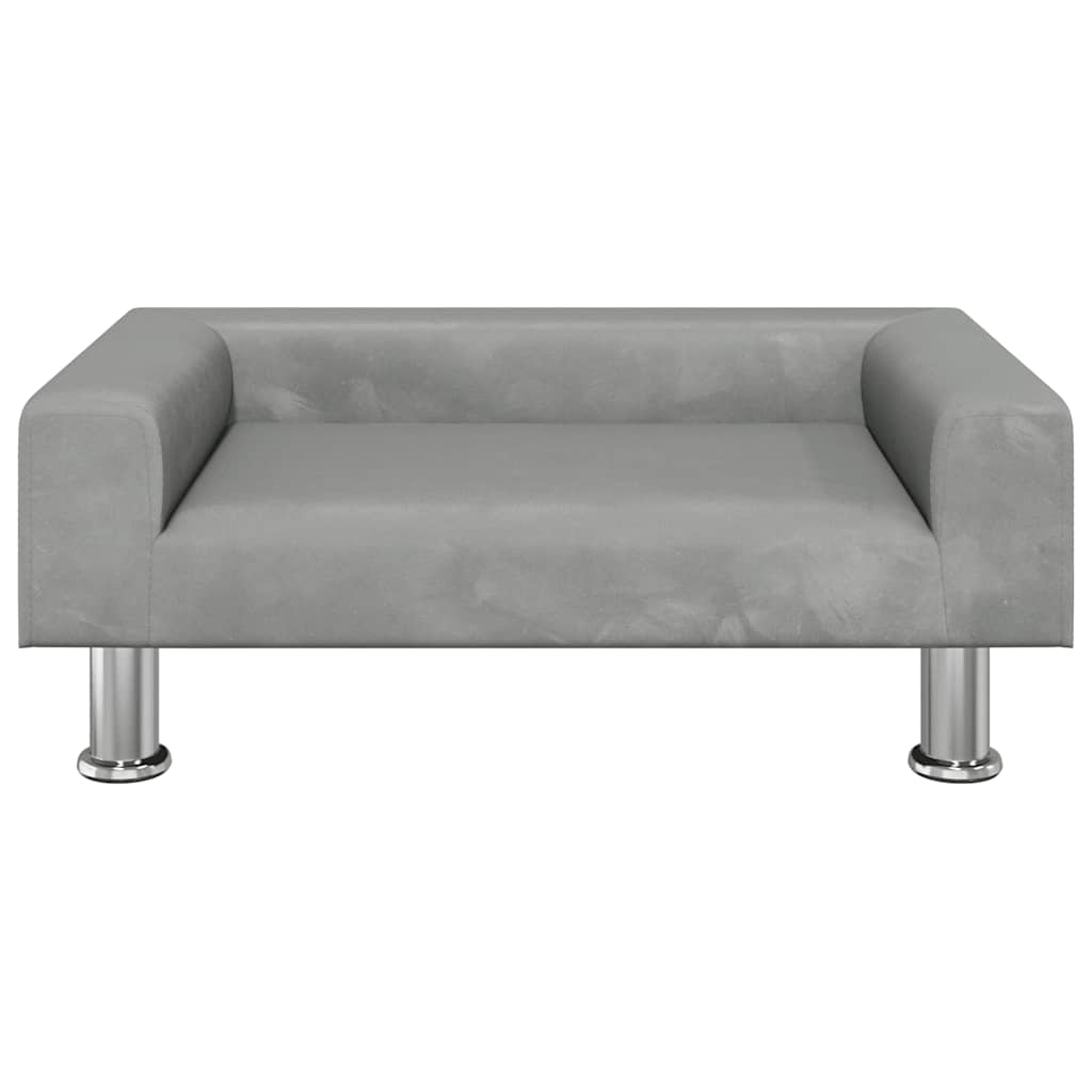 hundeseng 70x45x26,5 cm velour lysegrå
