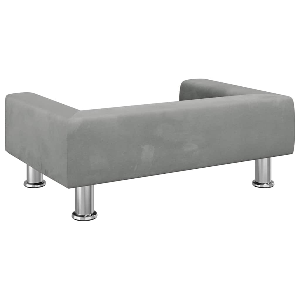 hundeseng 70x45x26,5 cm velour lysegrå