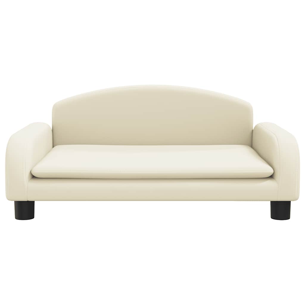 hundeseng 70x45x30 cm kunstlæder cremefarvet