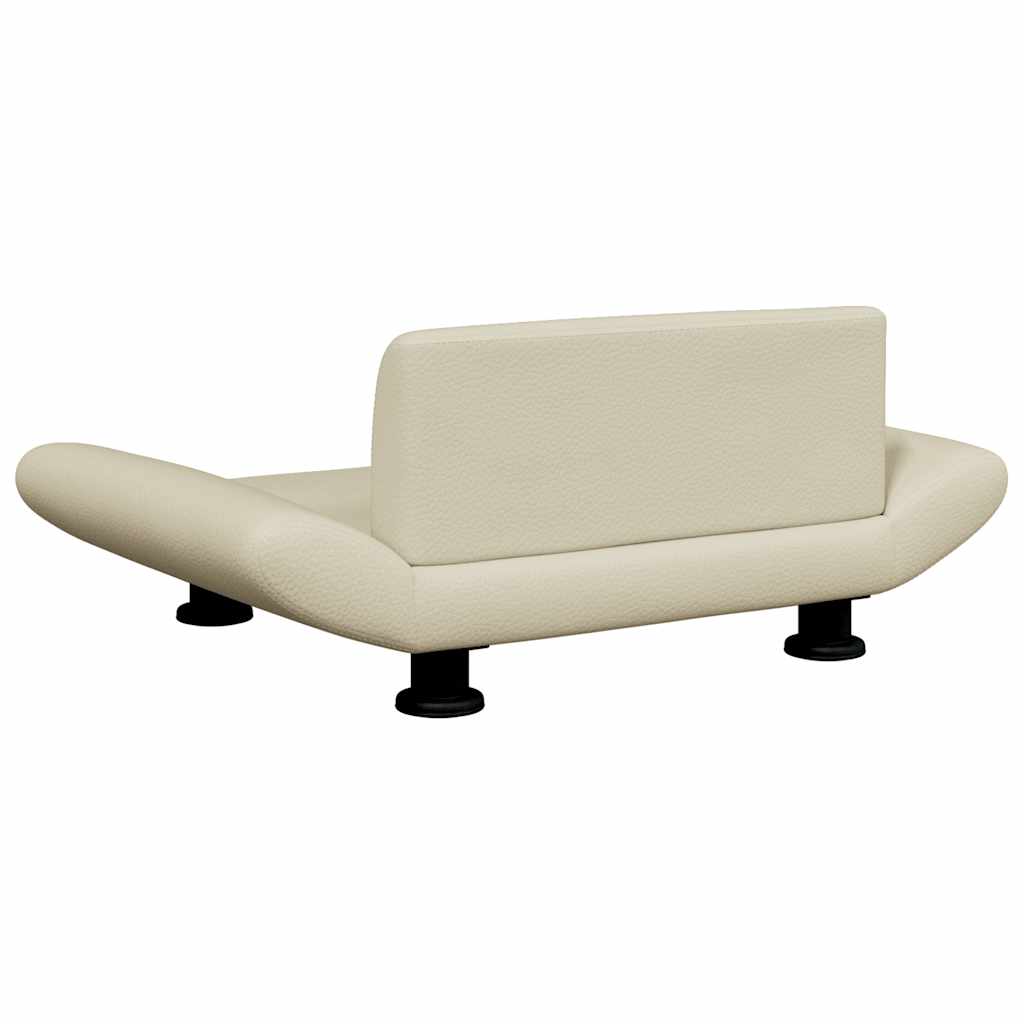 hundeseng 70x45x28 cm kunstlæder cremefarvet