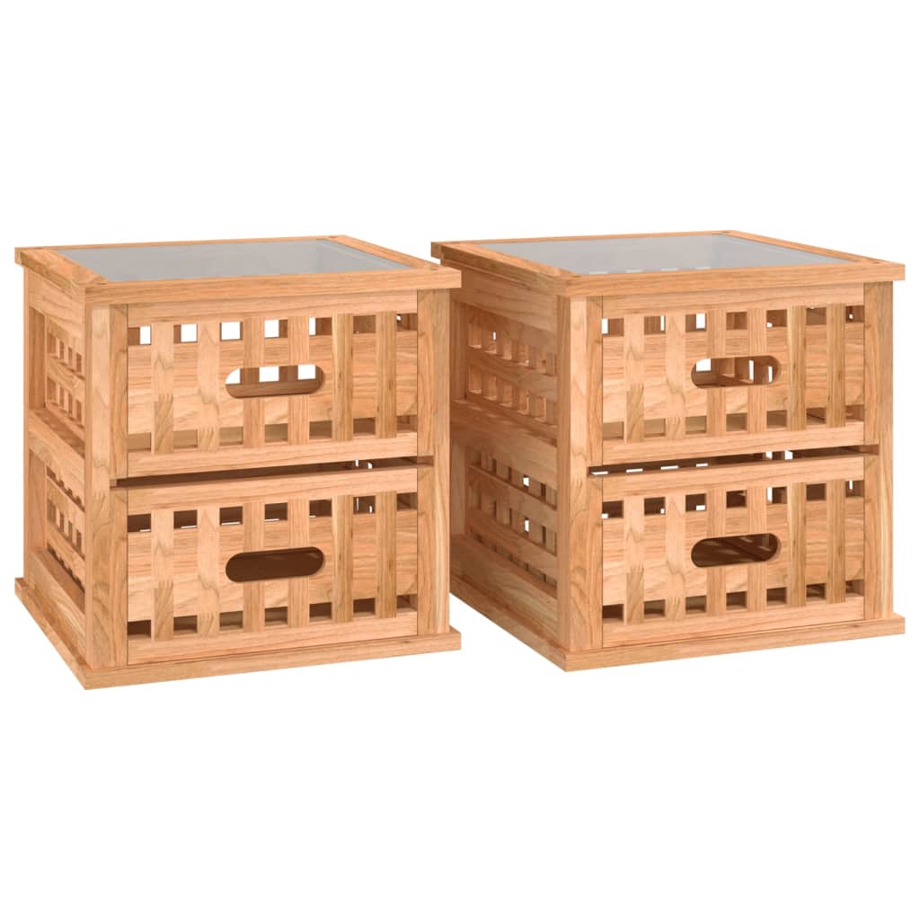 sengeborde 2 stk. 34x34x34 cm massivt valnøddetræ