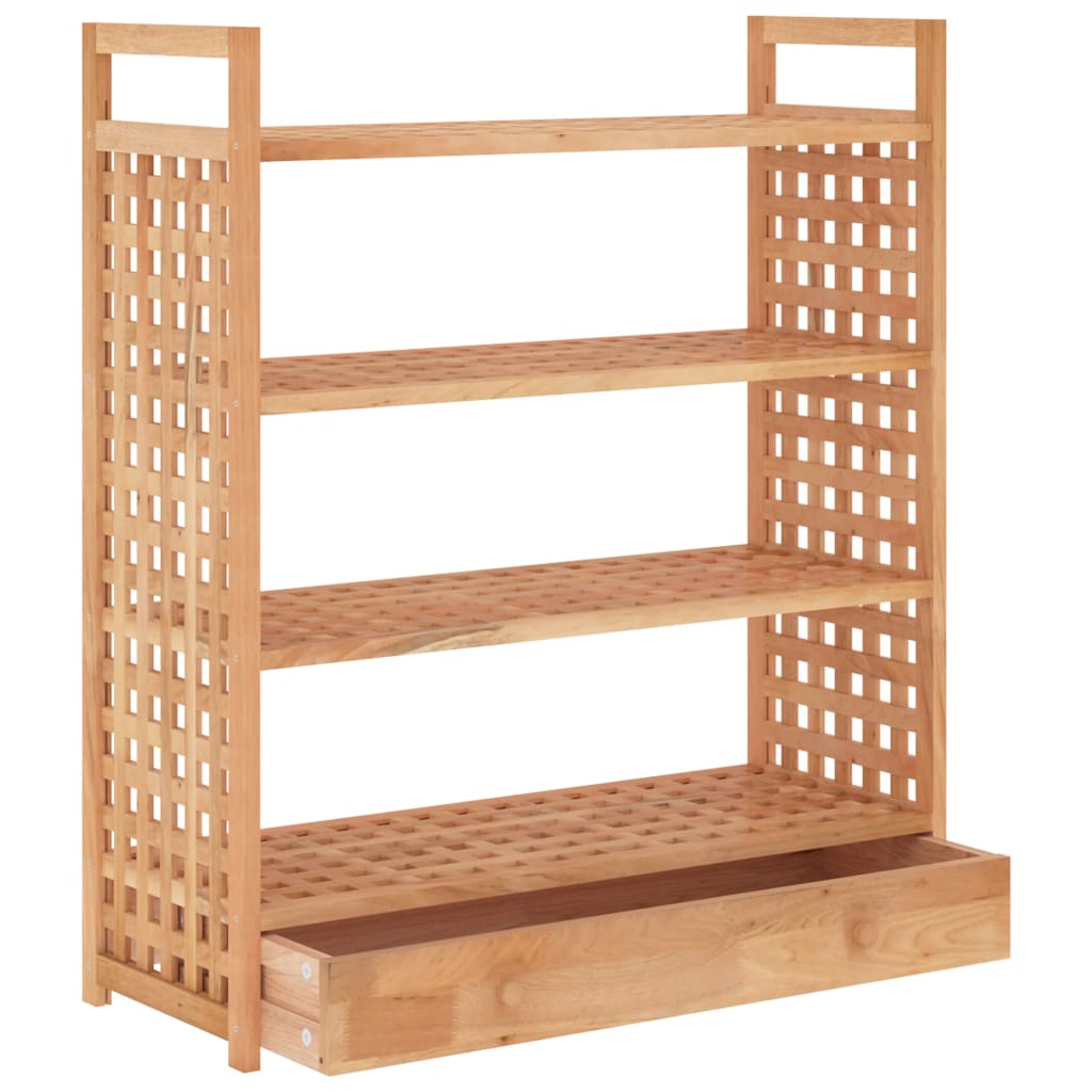 skoreol med skuffe 70x27x81 cm massivt valnøddetræ
