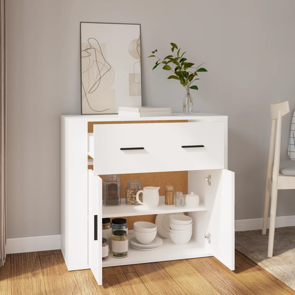 skænk 80x33x70 cm konstrueret træ hvid