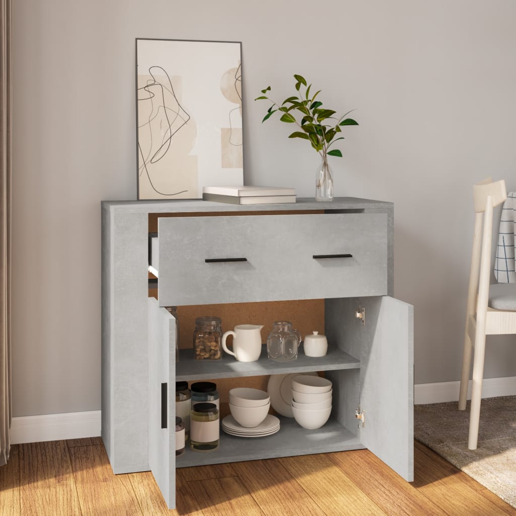 skænk 80x33x70 cm konstrueret træ betongrå