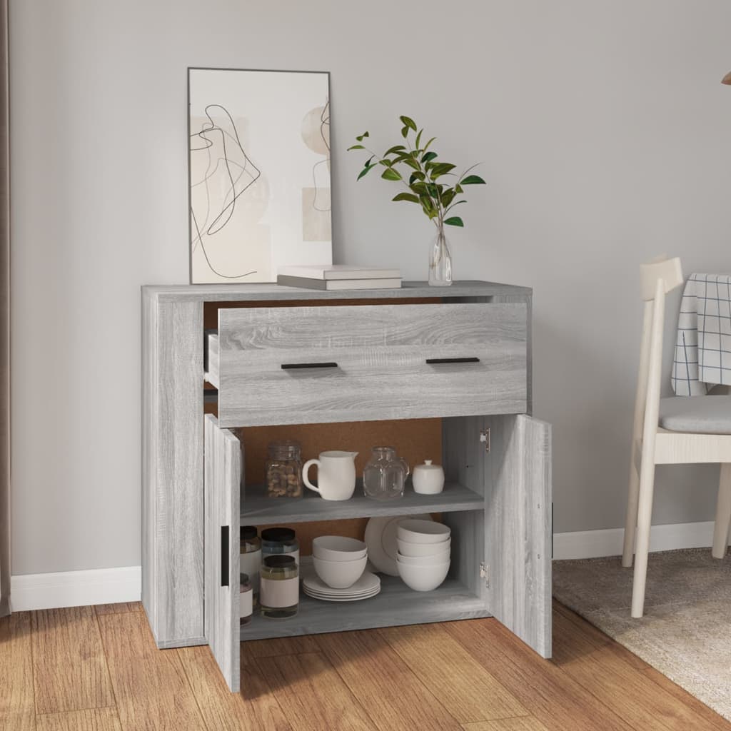 skænk 80x33x70 cm konstrueret træ grå sonoma-eg