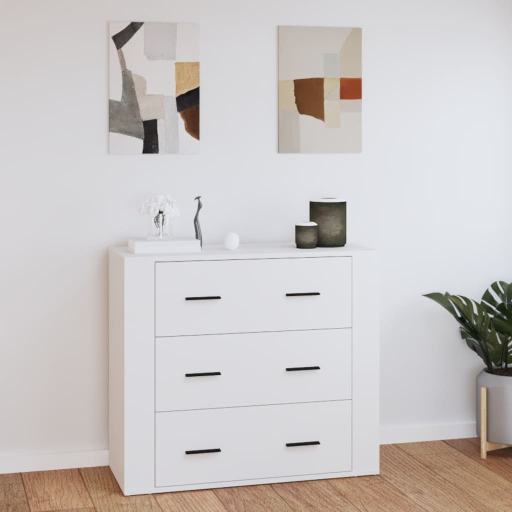 skænk 80x33x70 cm konstrueret træ hvid