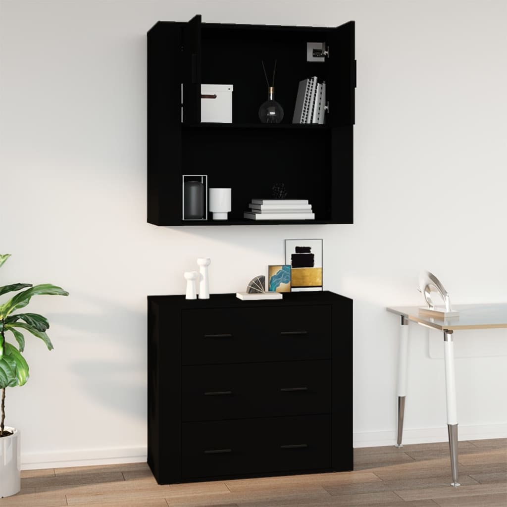 vægskab 80x33x80 cm konstrueret træ sort