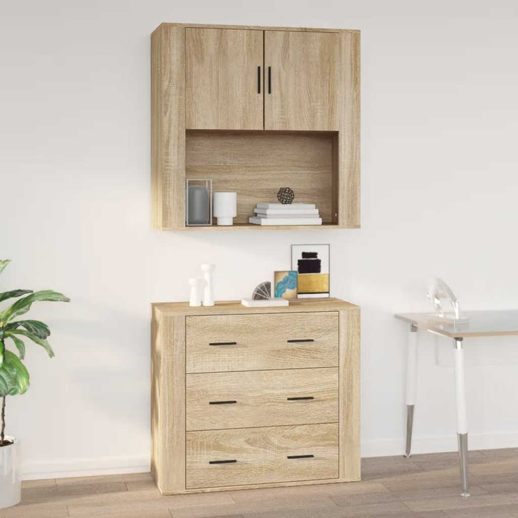 vægskab 80x33x80 cm konstrueret træ sonoma-eg