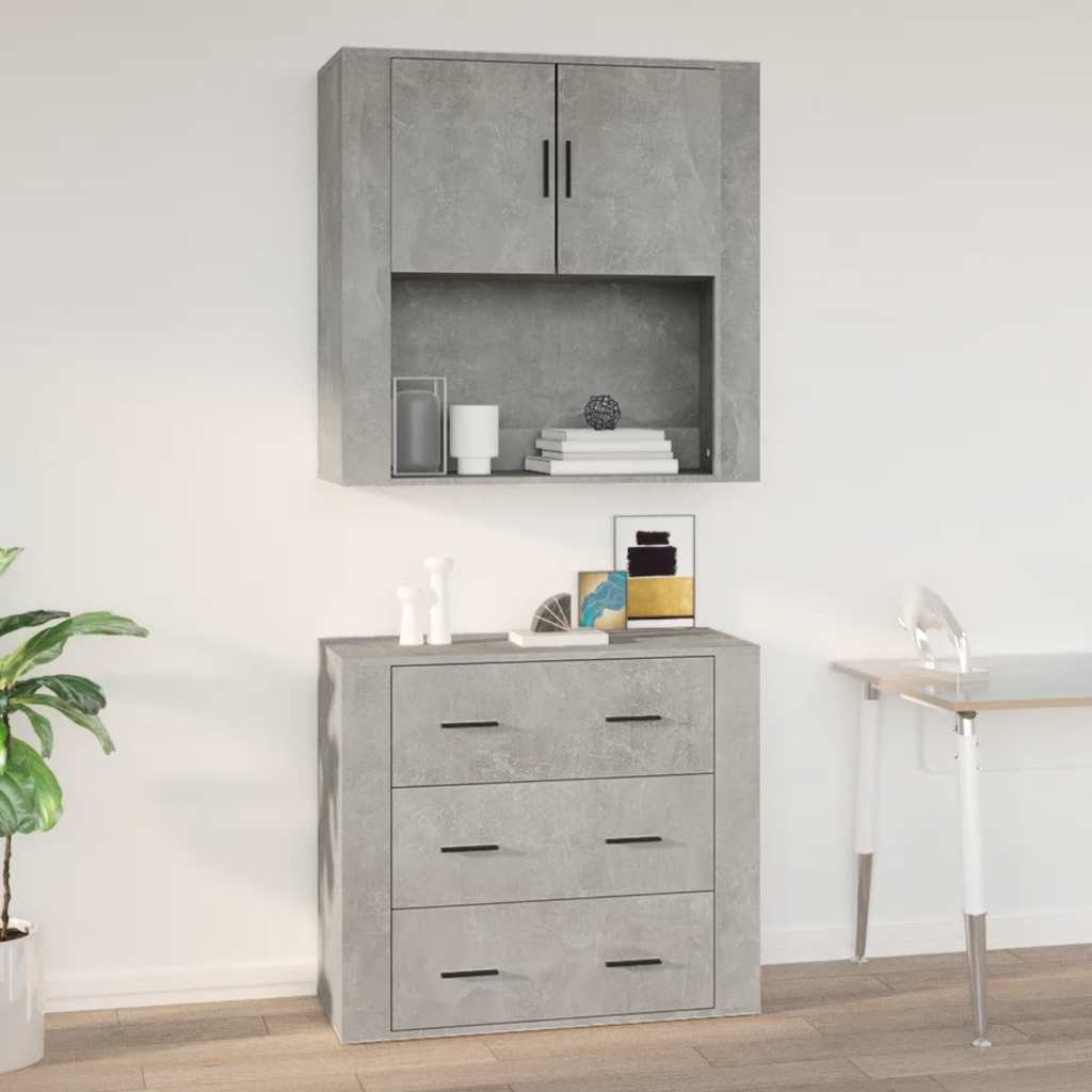 vægskab 80x33x80 cm konstrueret træ betongrå