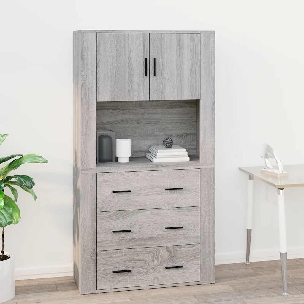 vægskab 80x33x80 cm konstrueret træ grå sonoma-eg