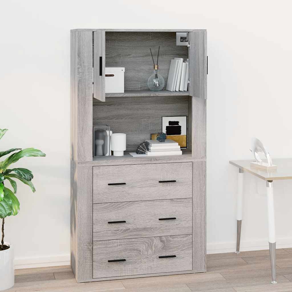 vægskab 80x33x80 cm konstrueret træ grå sonoma-eg