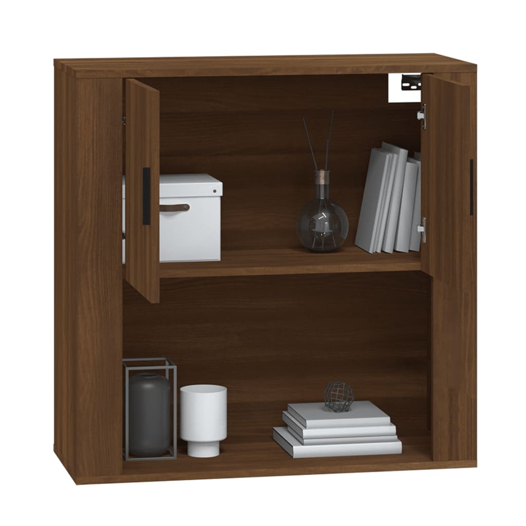 vægskab 80x33x80 cm konstrueret træ brun egetræsfarve