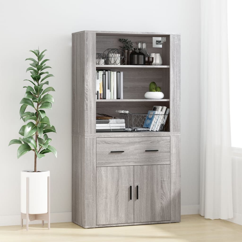 vægskab 80x33x80 cm konstrueret træ grå sonoma-eg
