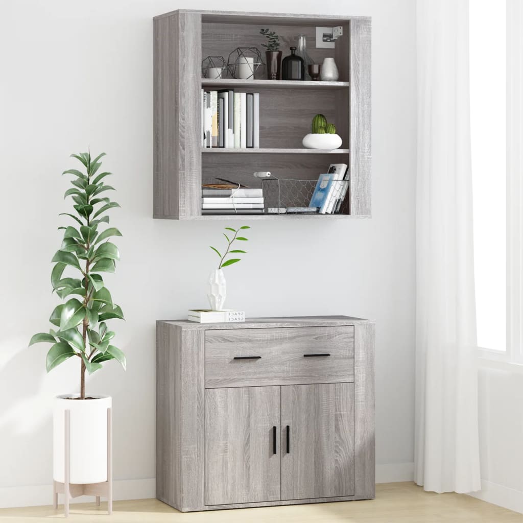 vægskab 80x33x80 cm konstrueret træ grå sonoma-eg