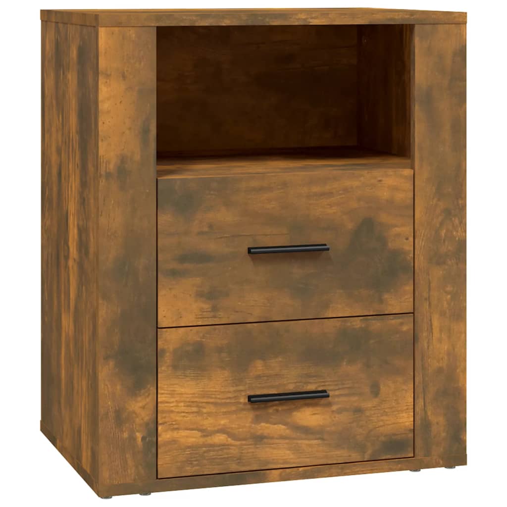 sengebord 50x36x60 cm konstrueret træ røget egetræsfarve