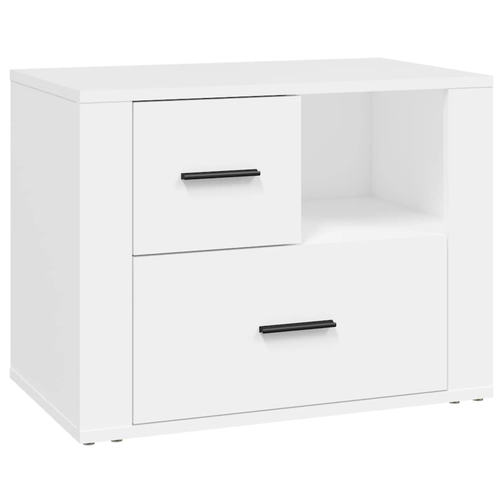 sengebord 60x36x45 cm konstrueret træ hvid