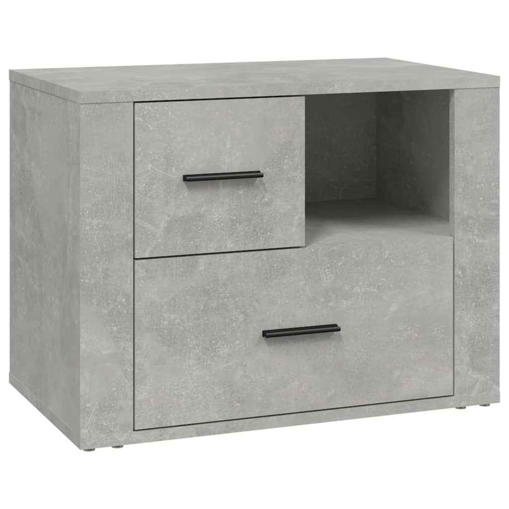 sengebord 60x36x45 cm konstrueret træ betongrå