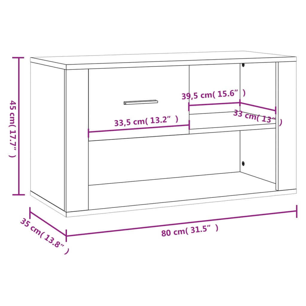 skoreol 80x35x45 cm konstrueret træ hvid