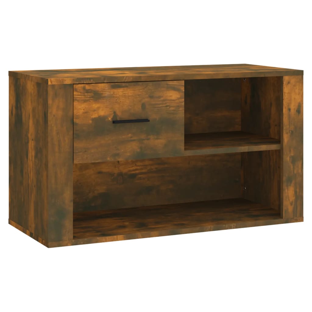 skoskab 80x35x45 cm konstrueret træ røget egetræsfarve