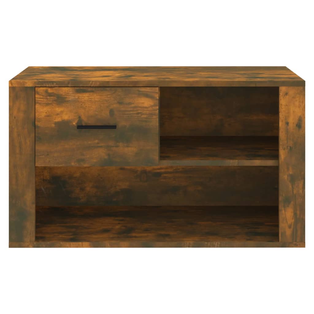 skoskab 80x35x45 cm konstrueret træ røget egetræsfarve