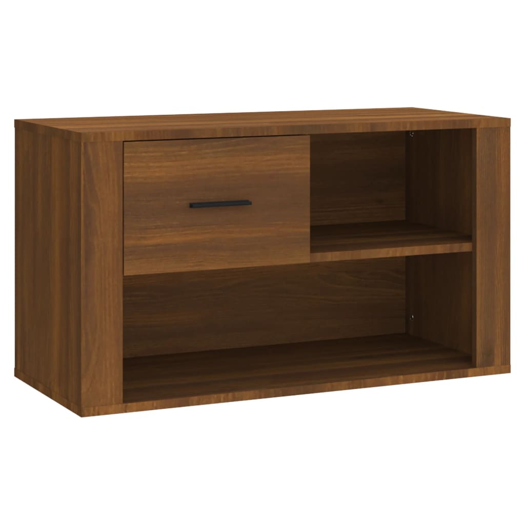 skoskab 80x35x45 cm konstrueret træ brun egetræ