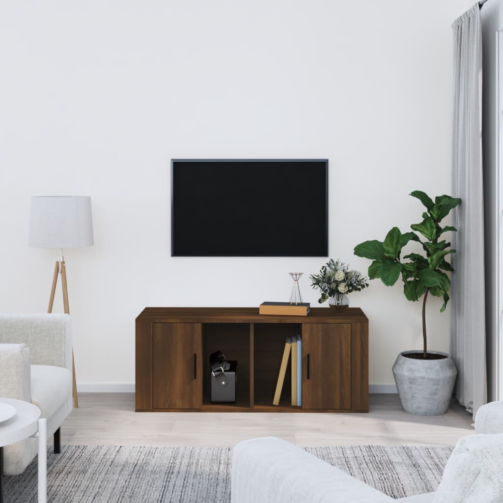 tv-bord 100x35x40 cm konstrueret træ brun egetræsfarve
