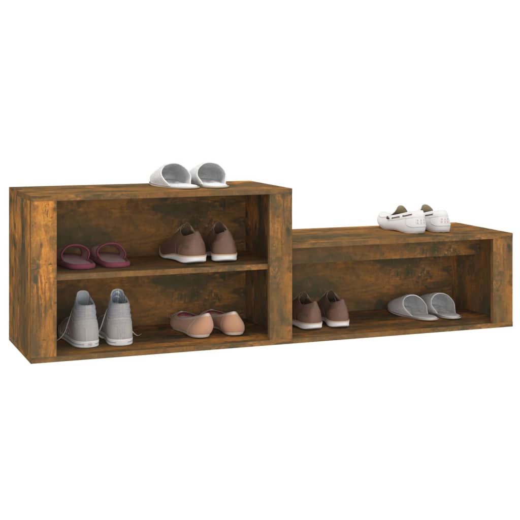 skoskab 150x35x45 cm konstrueret træ røget egetræsfarve