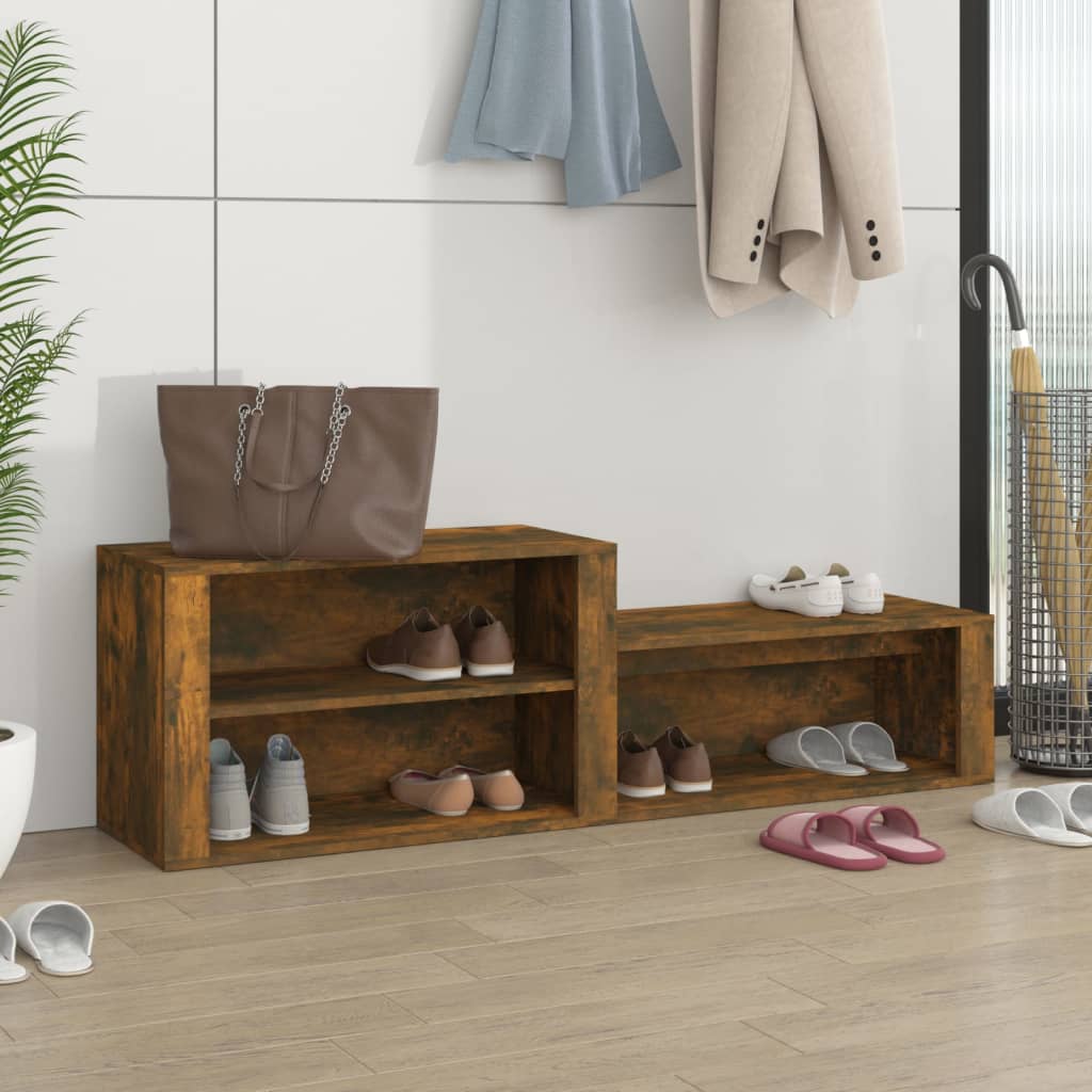 skoskab 150x35x45 cm konstrueret træ røget egetræsfarve