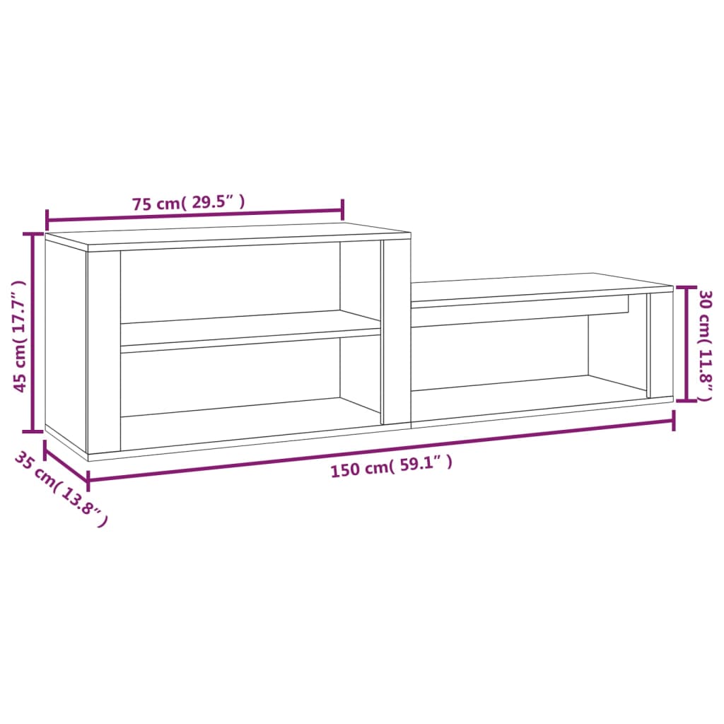skoskab 150x35x45 cm konstrueret træ brun egetræ