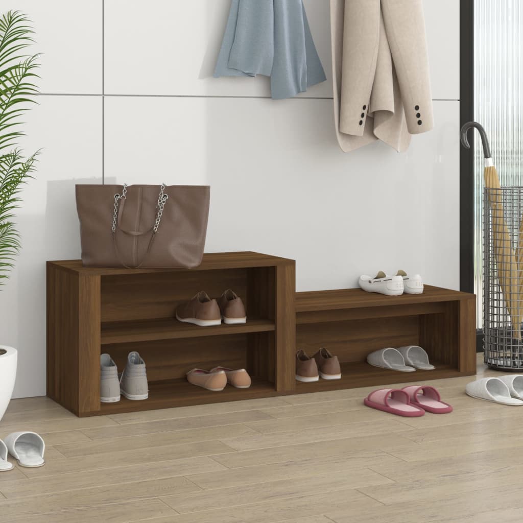 skoskab 150x35x45 cm konstrueret træ brun egetræ