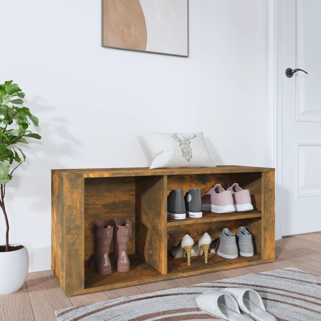 skoskab 100x35x45 cm konstrueret træ røget egetræsfarve