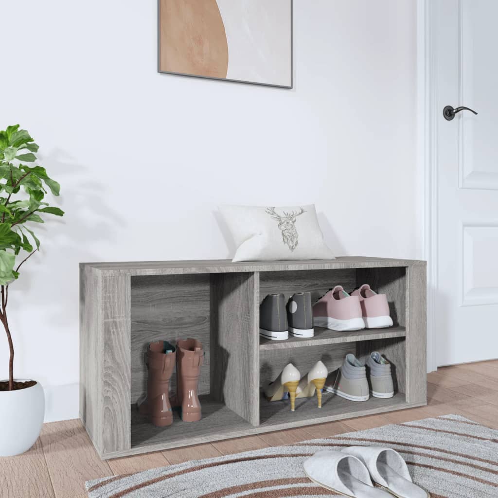 skoskab 100x35x45 cm konstrueret træ grå sonoma-eg
