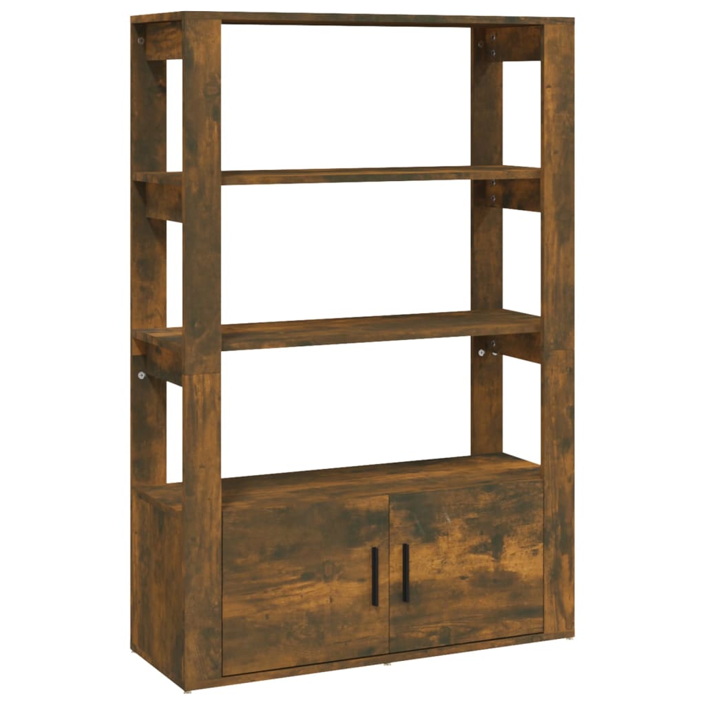 skænk 80x30x119,5 cm konstrueret træ røget egetræsfarve