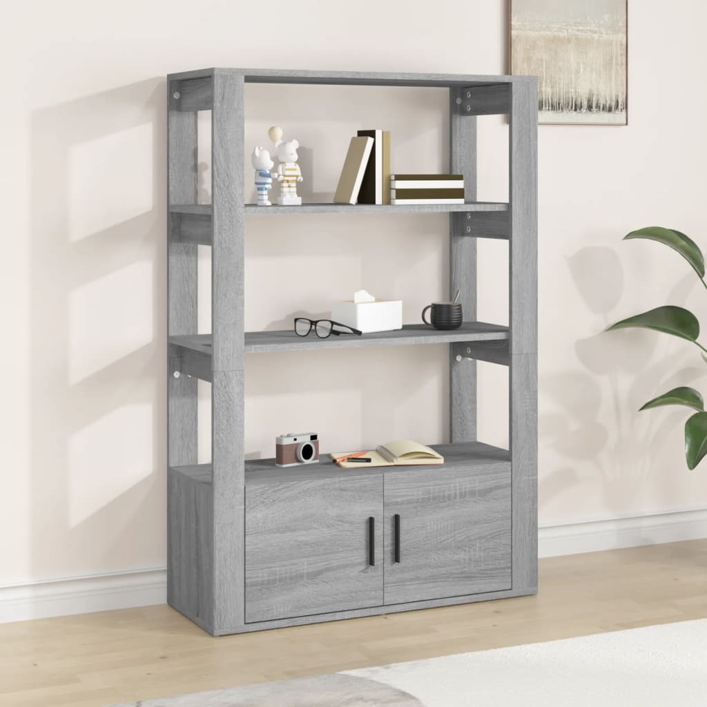 skænk 80x30x119,5 cm konstrueret træ grå sonoma-eg