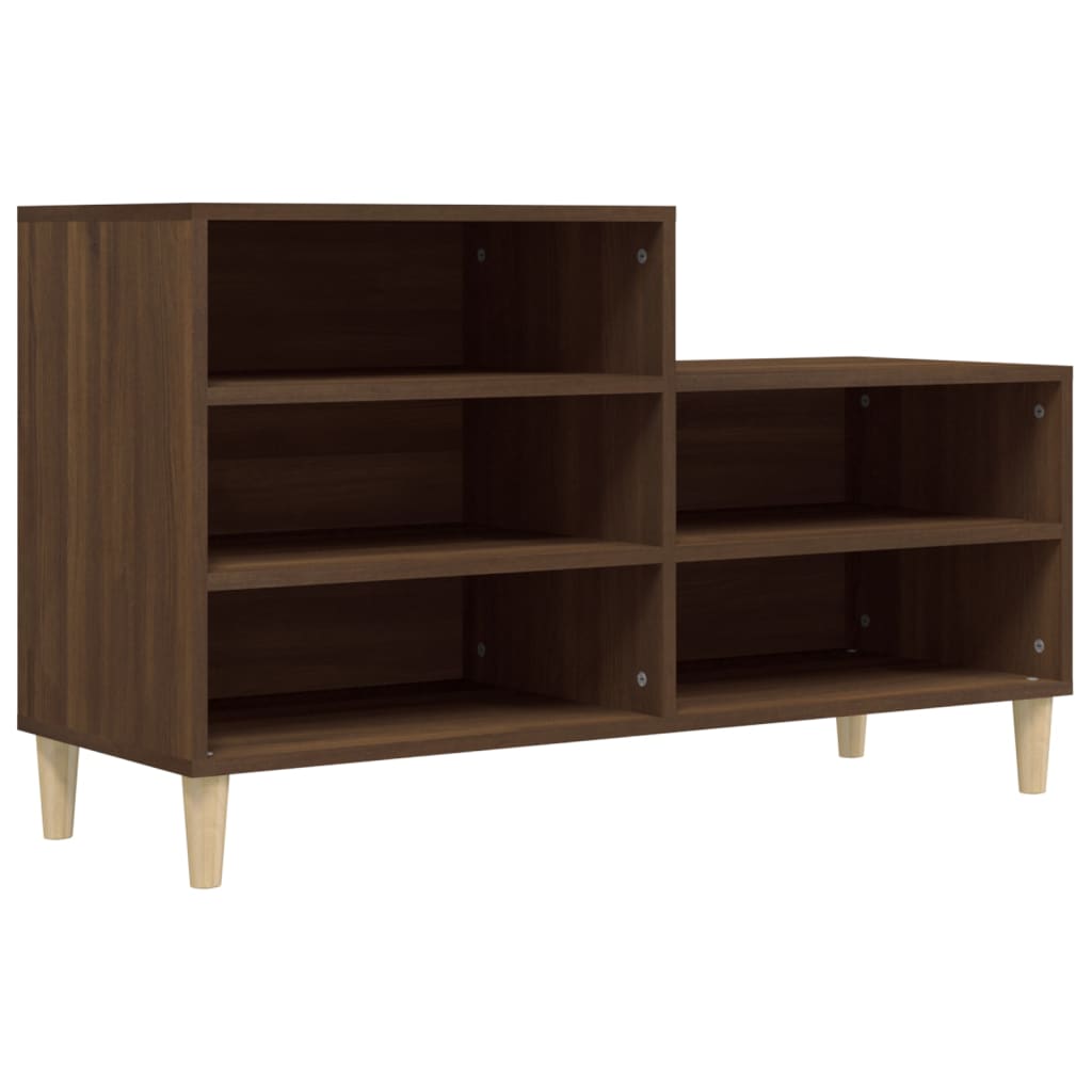 skoskab 102x36x60 cm konstrueret træ brun egetræ