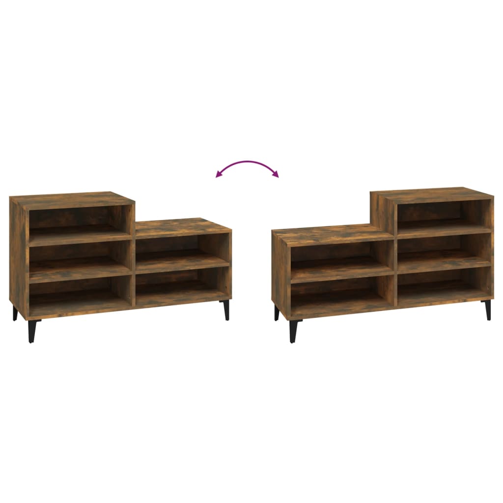 skoskab 102x36x60 cm konstrueret træ røget egetræsfarve