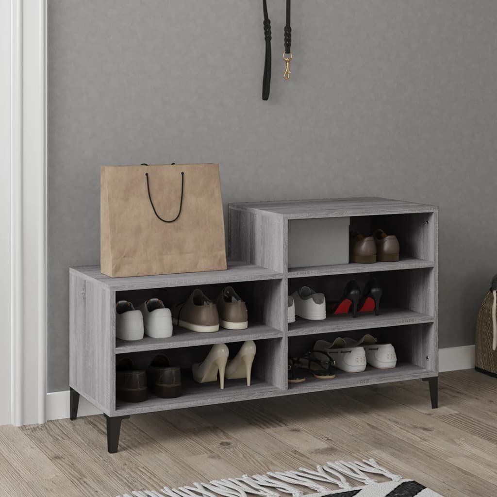 skoskab 102x36x60 cm konstrueret træ grå sonoma-eg