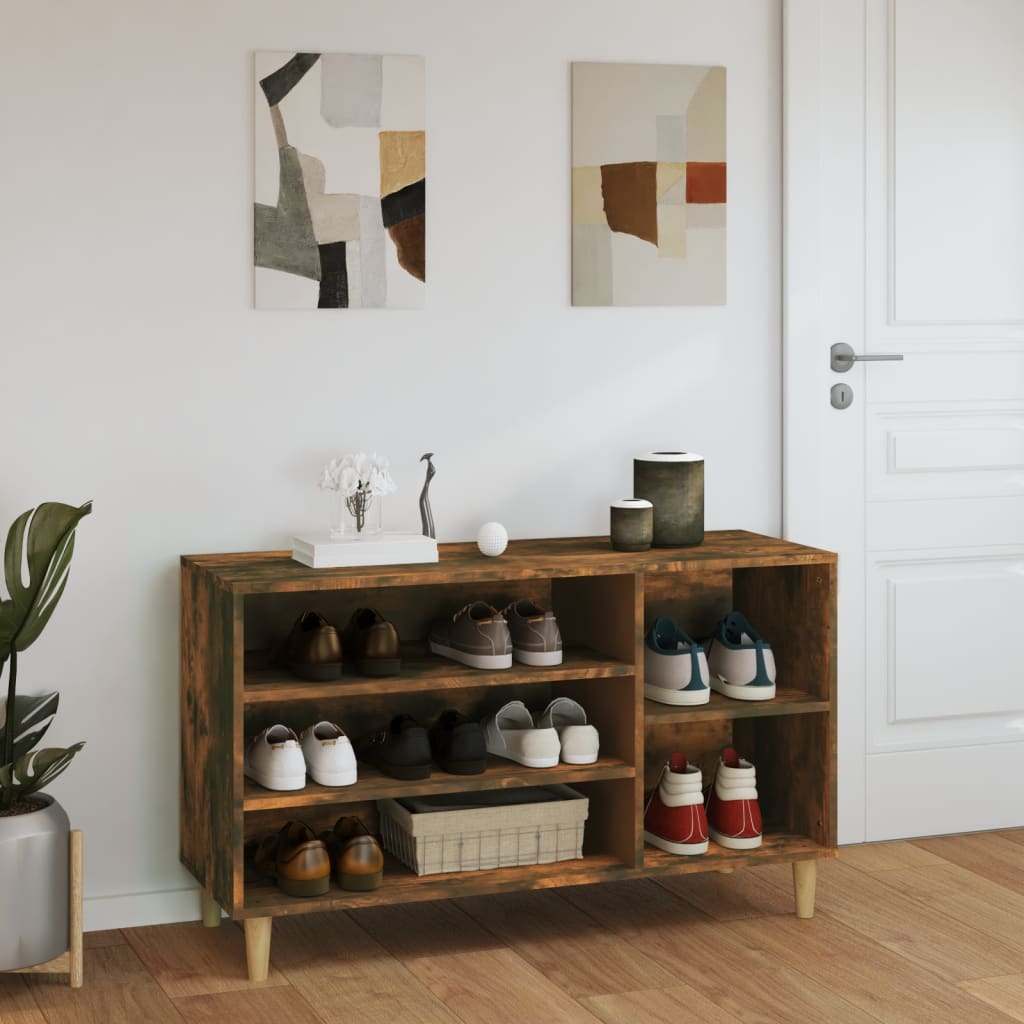 skoskab 102x36x60 cm konstrueret træ røget egetræsfarve