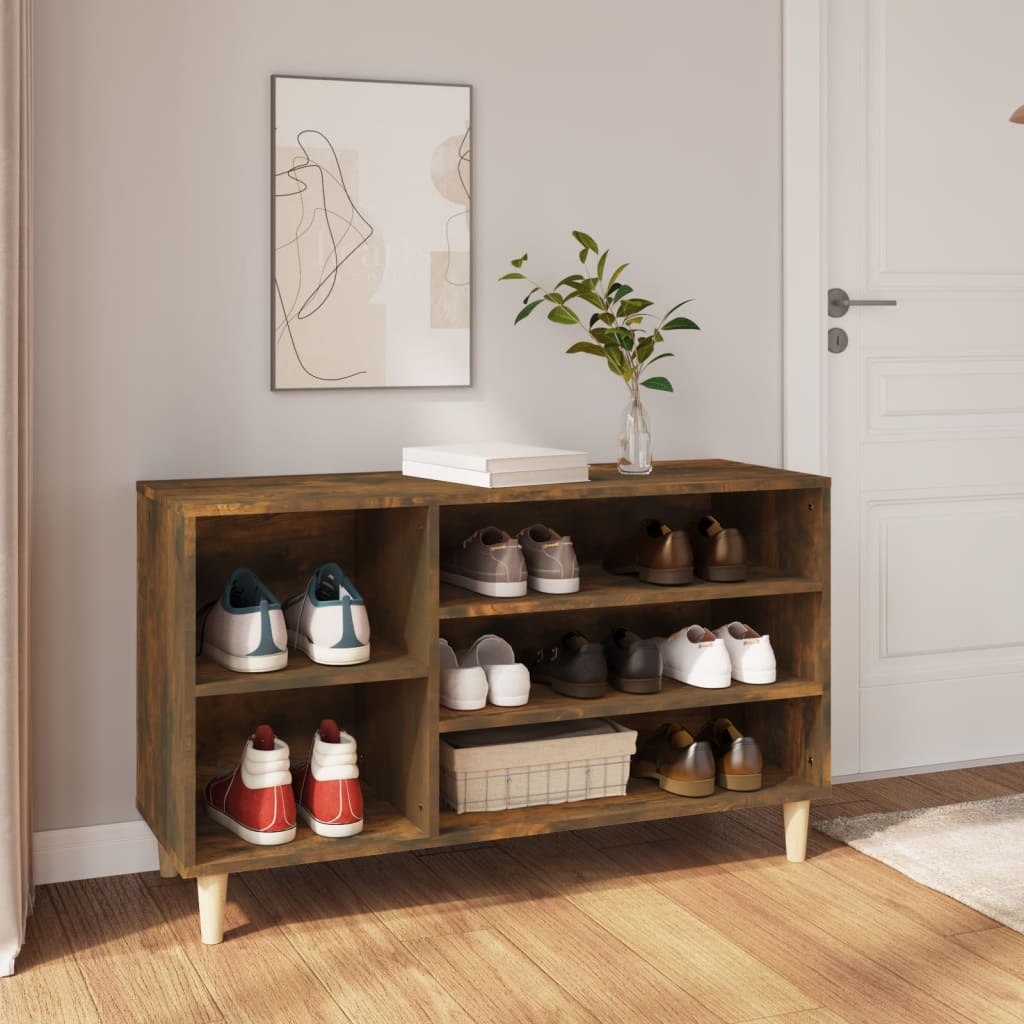 skoskab 102x36x60 cm konstrueret træ røget egetræsfarve