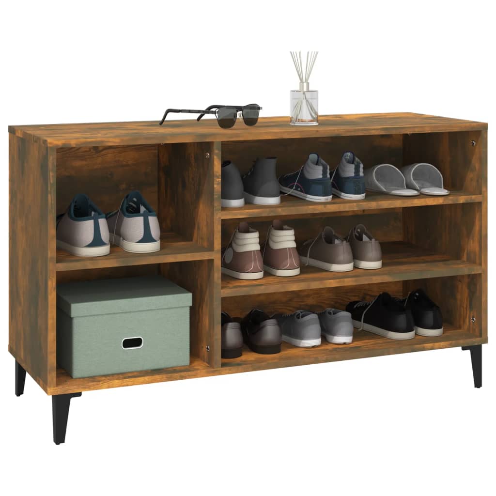 skoskab 102x36x60 cm konstrueret træ røget egetræsfarve