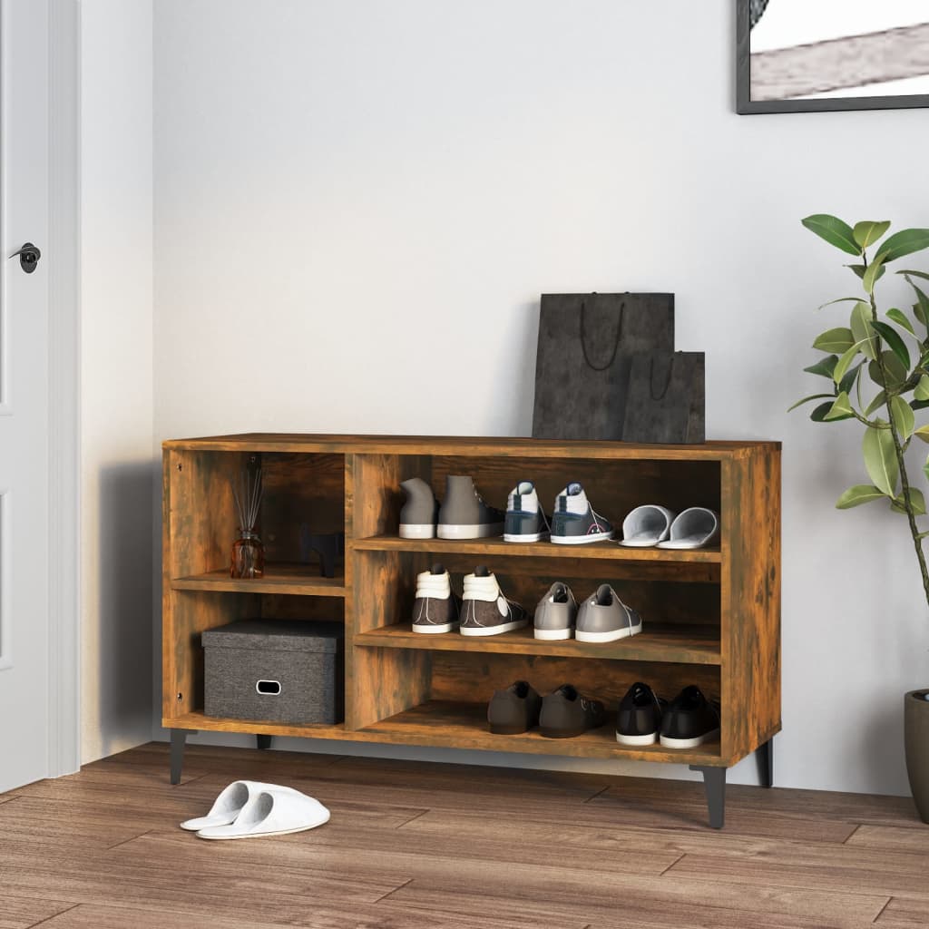 skoskab 102x36x60 cm konstrueret træ røget egetræsfarve