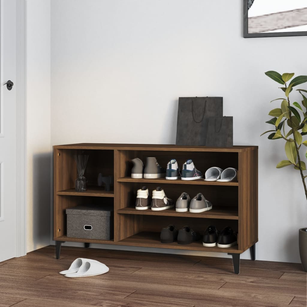 skoskab 102x36x60 cm konstrueret træ brun egetræ