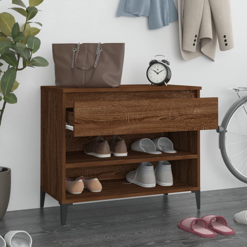 skoskab 70x36x60 cm konstrueret træ røget egetræsfarve