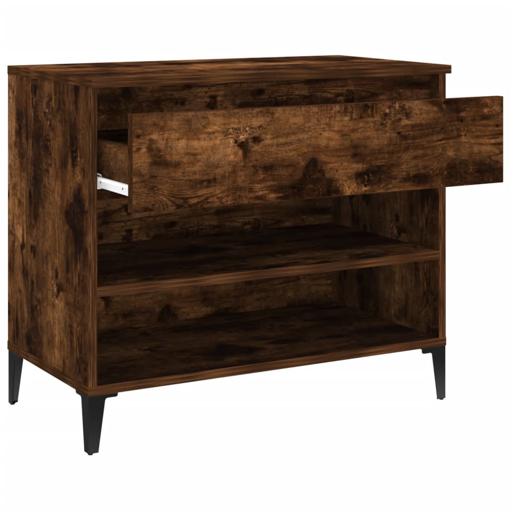 skoskab 70x36x60 cm konstrueret træ røget egetræsfarve