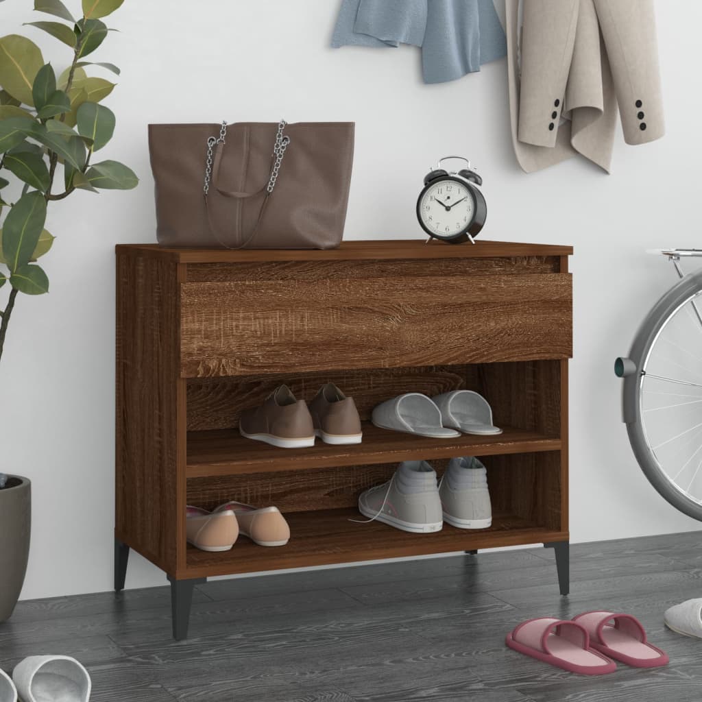 skoskab 70x36x60 cm konstrueret træ røget egetræsfarve