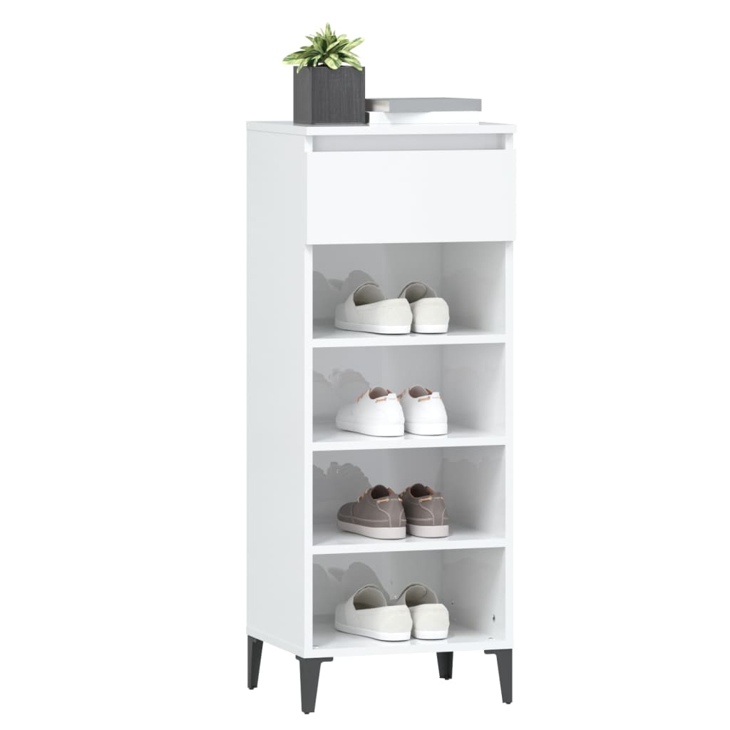 skoreol 40x36x105 cm konstrueret træ hvid højglans