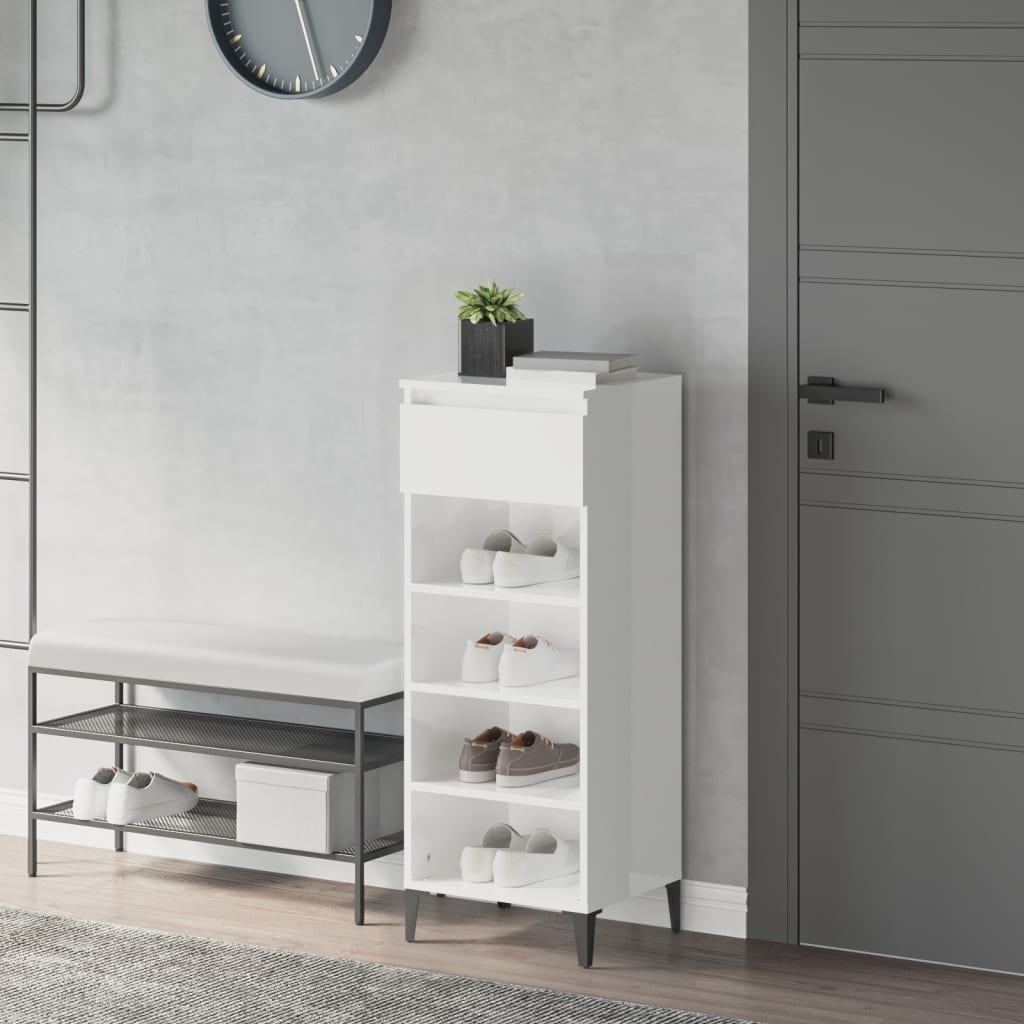 skoreol 40x36x105 cm konstrueret træ hvid højglans
