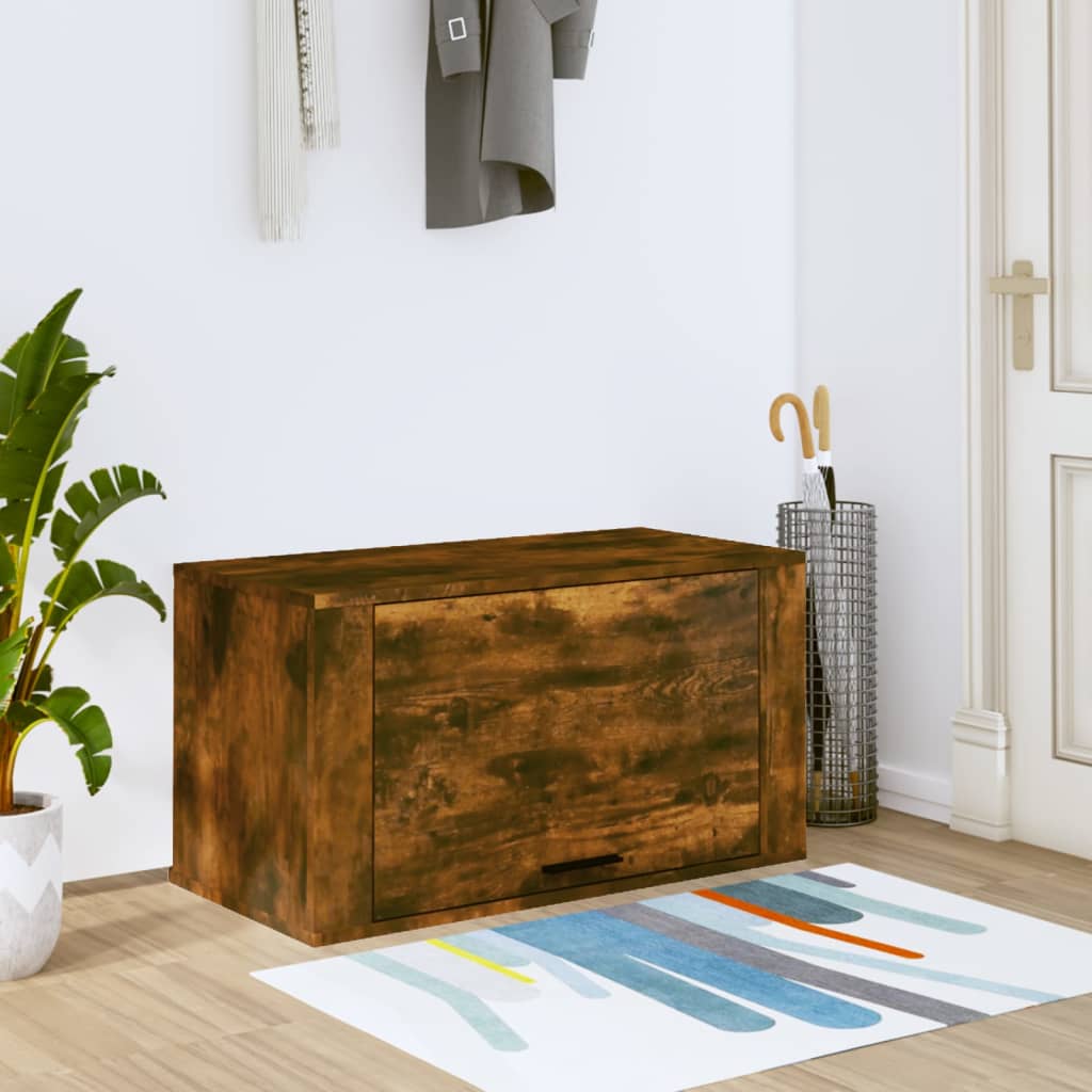 væghængt skoskab 70x35x38 cm massivt fyrretræ træ røget egetræ